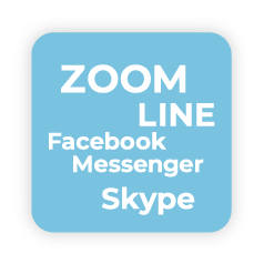 ZOOMとLINEとFacebookMessengerとSkypeのアイコン